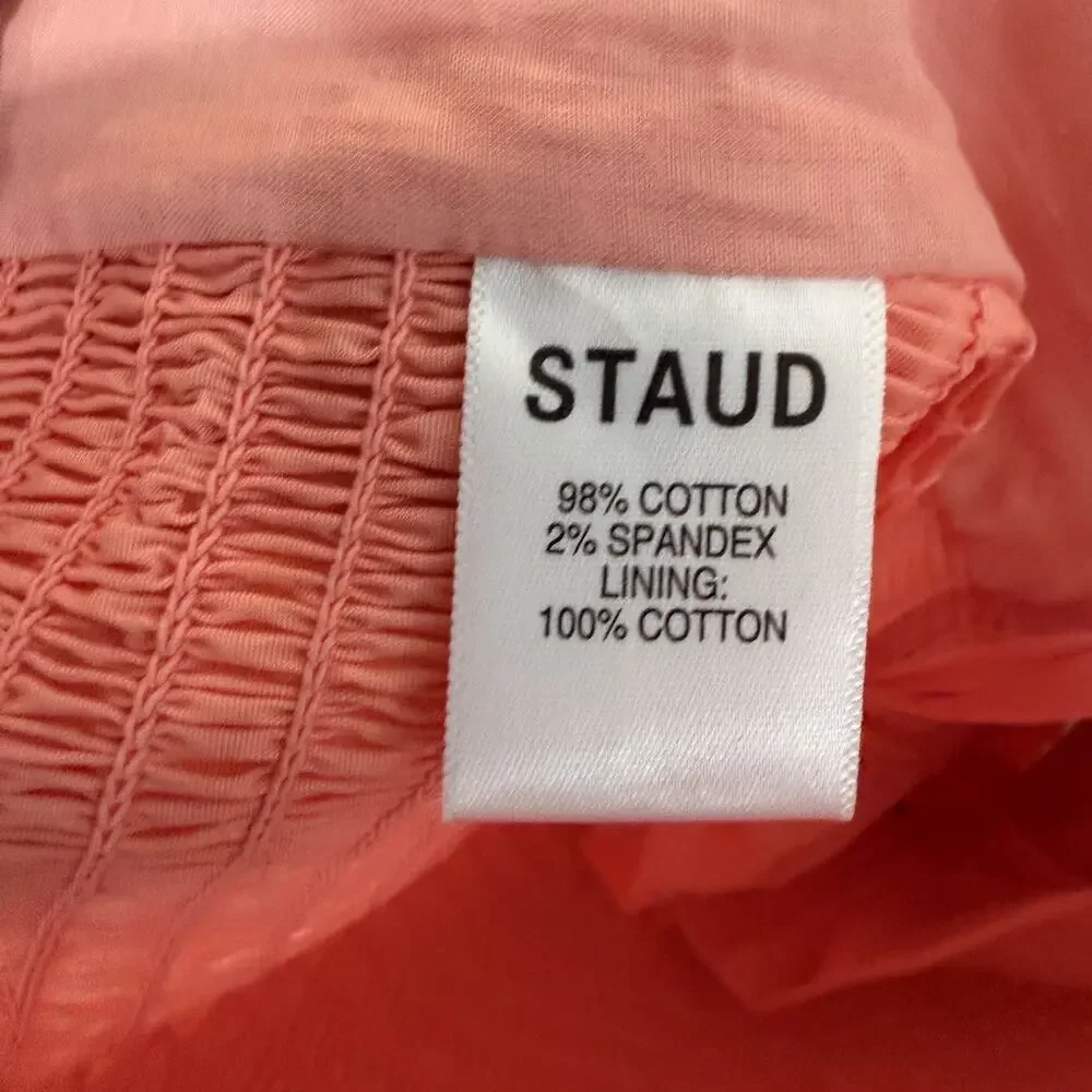 Staud Top Size Small Coral Puff Sleeve Bustier Crop Top Cottagecore Romantic